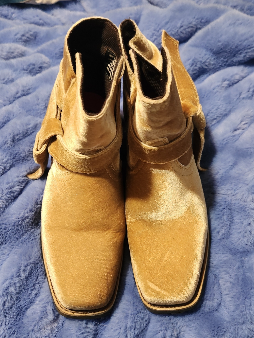 Justin Boots Women's Velvet Ankle Booties in Gold Tone